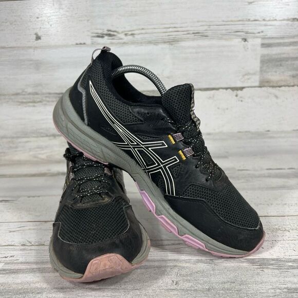 Asics Gel-Venture 8 Womens Athletic Shoes Black Lace Up Pink Soles Size 11 - Picture 5 of 7